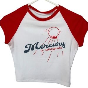 Mercury In Retrograde short sleeve raglan crop top